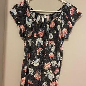 Lauren Conrad Floral Blouse with Crochet strips